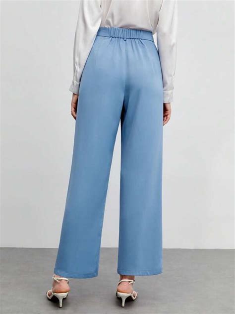 Shein Bizwear Fold Pleated Detail Slant Pocket Suit Pants Without Belt