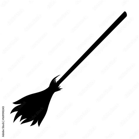 silhouette of a broom, monochrome.broom with a long handle. vector ...