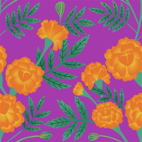 Buy French Marigolds on Magenta Wallpaper | Happywall