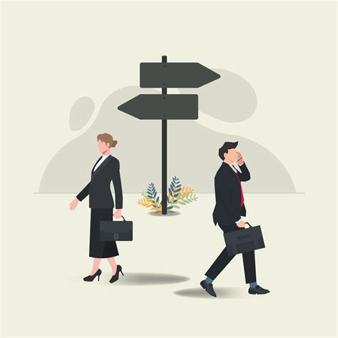 Businessman and businesswoman choosing different directions design