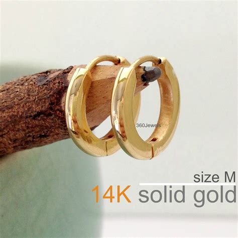 Mens Earrings 14k Real Solid Yellow Gold Mens Earrings