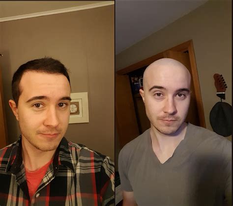 First shaved my head last New Year's, here's a before/after : r/bald