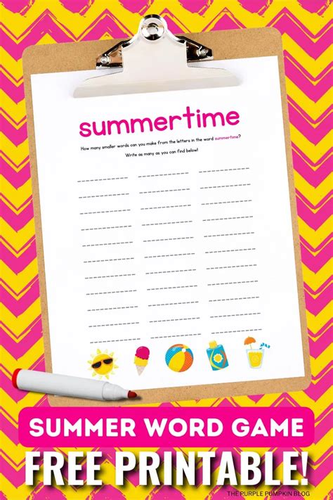 Free Printable Summertime Word Finding Game How Many Words