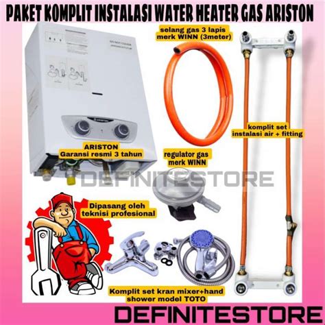 Promo Water Heater Gas Ariston Paket Komplit Instalasi Luar Tanam