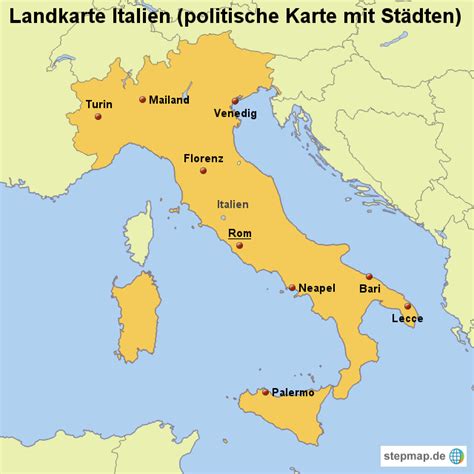 Italien Karte Mit St Dten Karte