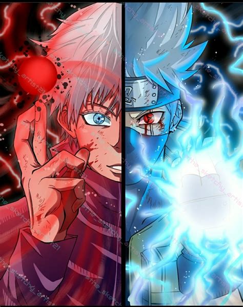 Gojo vs Kakashi. Sharingan vs Infinity full version on my insta (@the_sketchy_artist21) : r/Naruto