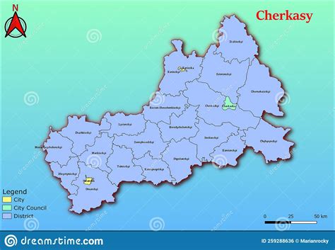 Vector Map Of The Ukraine Administrative Divisions Of Cherkasy Region