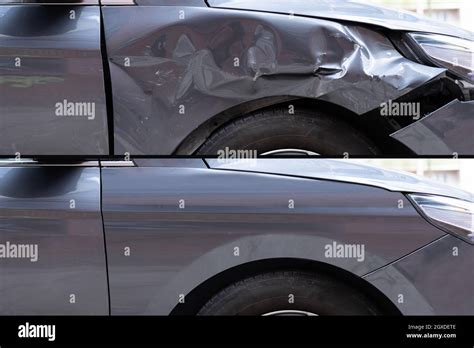 Photo Of Car Dent Repair Before And After Stock Photo Alamy