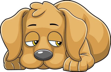 Personaje Dibujos Animados Triste Perro Marrón Acostado Ilustración