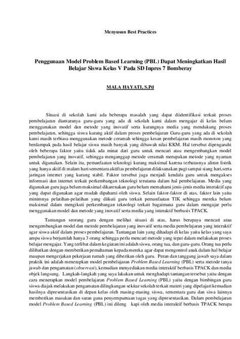 Pdf Menyusun Best Practices Penggunaan Model Problem Based Learning