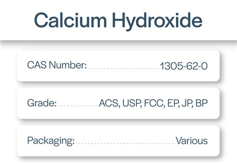 Calcium Hydroxide | ACS, USP, FCC, EP, JP, BP Grade | CAS 1305-62-0 ...