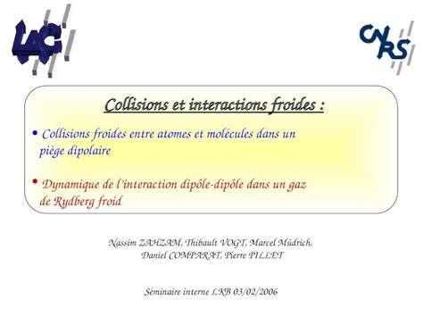 PPT Collisions froides entre atomes et molécules dans un piège