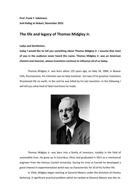 (PDF) The life and legacy of Thomas Midgley Jr.