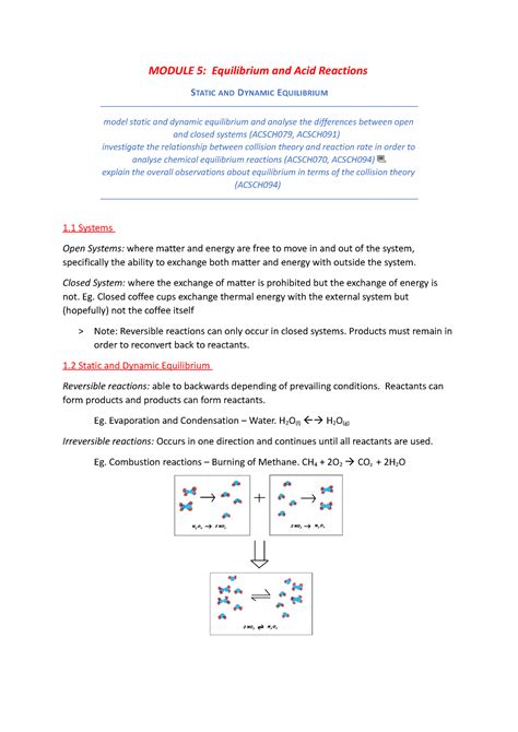 Module 5 Equilibrium And Acid Reactions Module 5 Equilibrium And