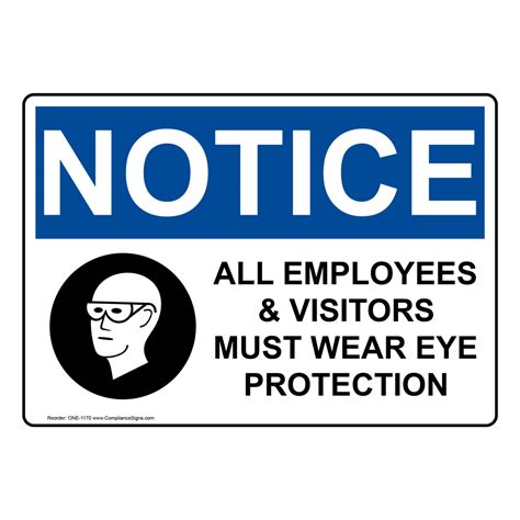 OSHA Sign NOTICE Wear Eye Protection Sign With Symbol PPE