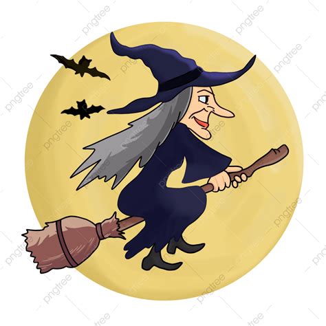 Halloween Witch Hd Transparent Cartoon Halloween Witch Moon Bat Riding