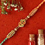 Ethnic Leaf Pearl Designer Rakhi With 340 Gms Kaju Katli Exp Uk Gift