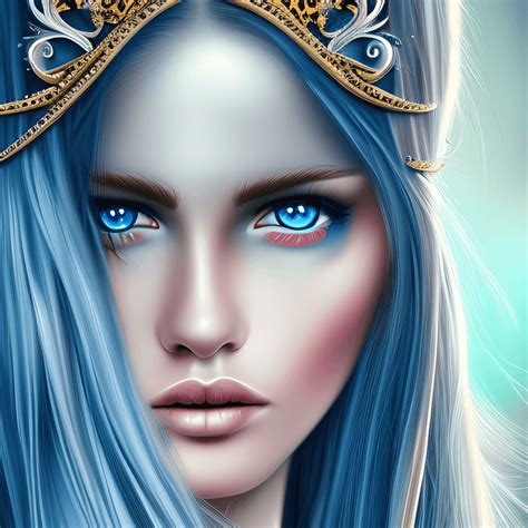 Princess With Long Blue Hair Extremely Detailed And Realistic