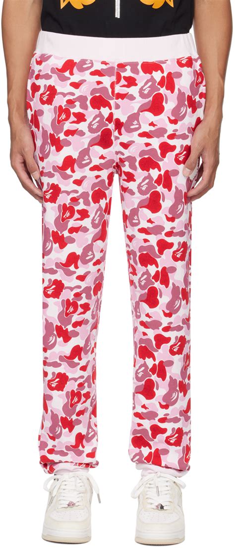 BAPE Pink ABC Camo Crystal Stone Sweatpants SSENSE UK