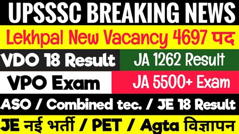 UPSSSC BIG NEWS Lekhpal 2024 VDO 18 JA 1262 VPO JA 5500 Exam