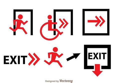 Emergency Exit Black and Red Sign 97810 Vector Art at Vecteezy