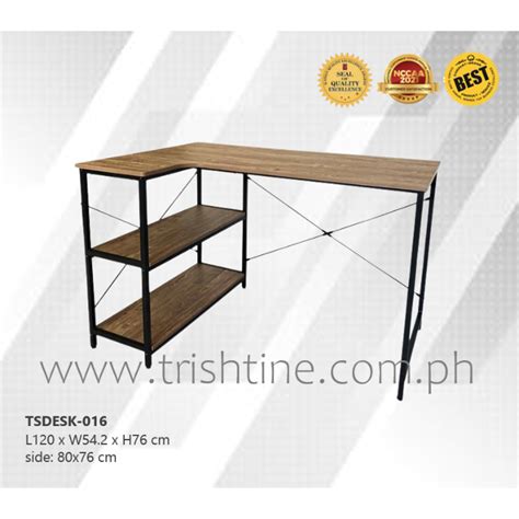 TSDESK-016 Modern Computer Table with Side Shelves | Trishtine