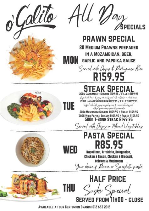 Specials Centurion O Galito Restaurant