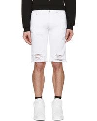 White Ripped Denim Shorts For Men Lookastic