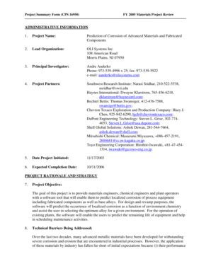 Fillable Online Www1 Eere Energy Project Summary Form CPS 16950 FY