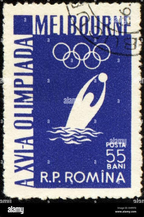 Romania Circa A Post Stamp Printed In Romania Shows Water Polo