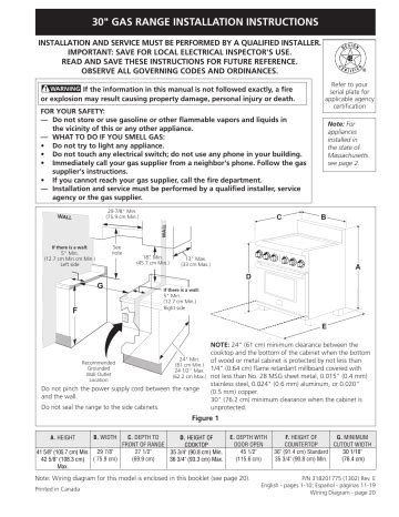 30" GAS RANGE INSTALLATION INSTRUCTIONS | Manualzz