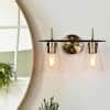 Uolfin Modern 2 Light Brass Gold Bathroom Vanity Light Black Vanity