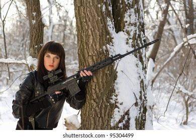 Gorgeous Young Woman Sniper Rifle Near Stock Photo 94920346 | Shutterstock