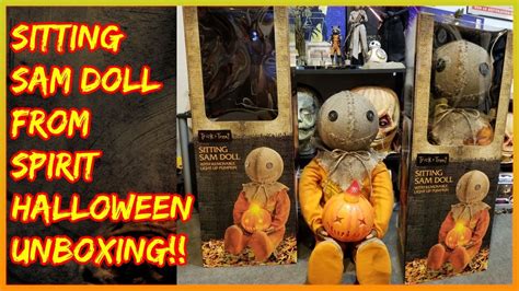 Spirit Halloween Sitting Sam Trick R Treat Doll W Light Up Pumpkin