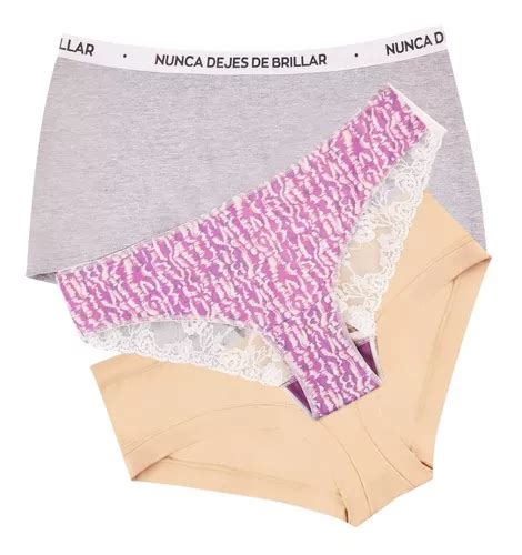 Paquete Tres Panties Boxer Bikini Ilusion Encaje Mercadolibre