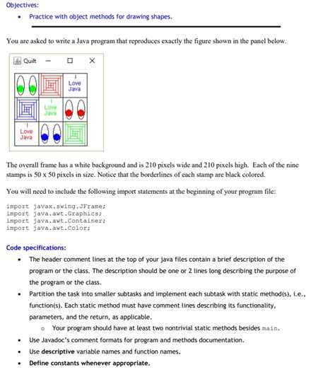 Solved Objectives Practice With Object Methods For Drawing Chegg