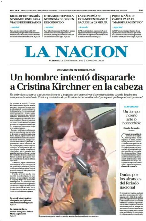 Periódico La Nación Argentina Periódicos De Argentina Edición De Viernes 2 De Septiembre De