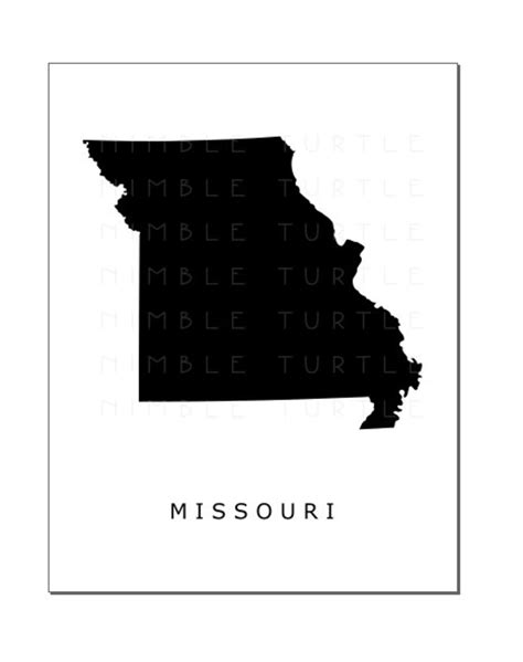 Missouri State Outline Watercolor Printable Missouri Wall Etsy