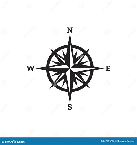 Compass Rose Showing The Four Cardinal Directions Stock Vector