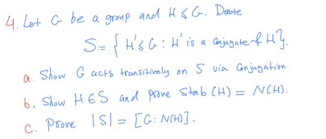 Solved Let G Be A Group And Hg Denotes H G H Is A Chegg