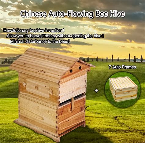 Chinese Wax Coated Cedar Wood Automatic Self Flowing Honey Bee Hive And 7