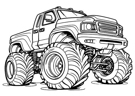 Monster Trucks Ausmalbilder - Auto mit großen Straßen - Ausmalbilder von Monster Truck zum Ausmalen