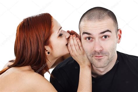 Man Whispering In Womans Ear