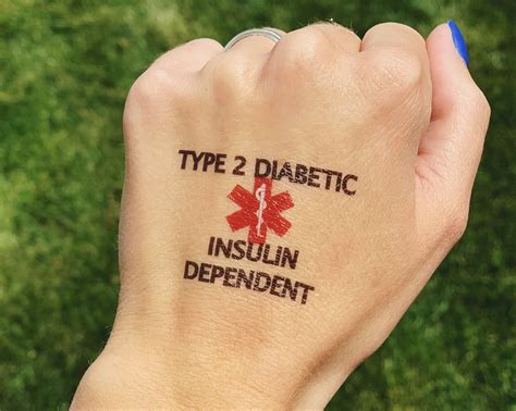 Type Diabetes Insulin Dependent Medical Alert Temporary Etsy