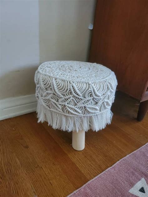 Free Shipping Boho Macrame Footstool Stool Ottoman Plant Stand Etsy