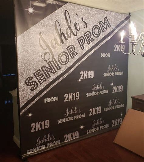 Prom Backdrop Black Silver Personalized Step Repeat Designed