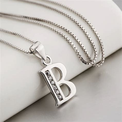 Yfn 925 Sterling Silver Fashion Initial Letter B Necklace And Pendant