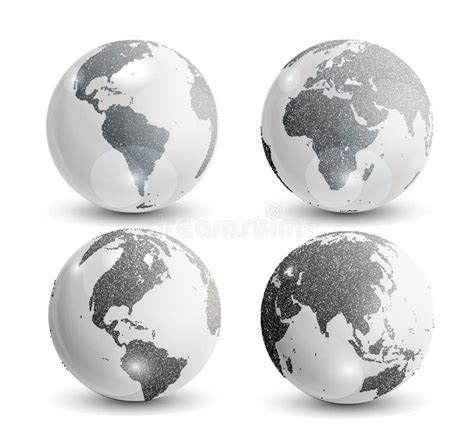 Realistic World Map In Globe Shape Of Earth Vector Illustratio Stock