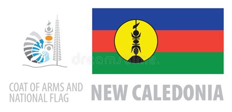 Vector Set Of The Coat Of Arms And National Flag Of New Caledonia Stock