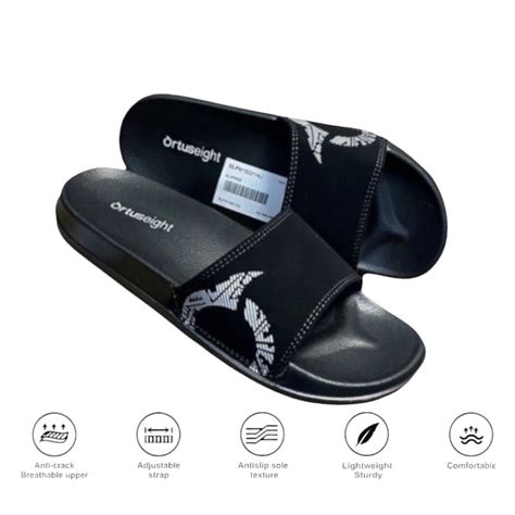 Jual Sandal Slop Ortuseight Pria Wanita Hitam Putih Sandal Slide Slip